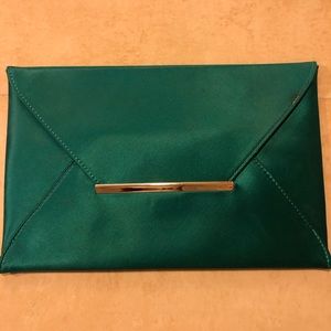 BCBGMAXAZRIA emerald green envelope clutch